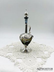 Флакон для благовоний. Серебро 925 пробы, цветное стекло, Западная Европа, начало 20 века
