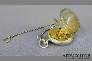 Карманные часы с цепочкой. Серебро 800. Франция, часовая мануфактура LIP. 