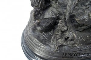Композиция Собаки на стойке. Бронза, патинирование, мрамор. Европа, ХХ век.