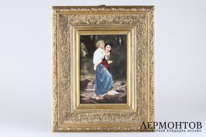 Пласт Девочка, несущая малыша на плечах. Фарфор, живопись. KPM. Германия