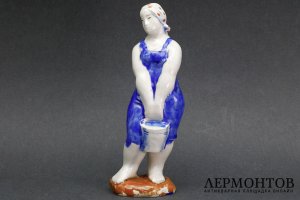 Статуэтка Доярка. СССР, Конаково, А. Шауэрман, 1980е гг. Авторская. Фаянс, роспись.
