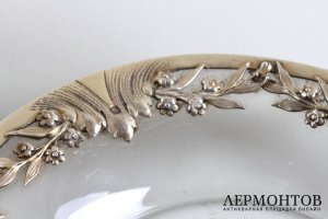 Конфетница в стиле рококо. Серебро 950, стекло, золочение. Франция, XIX в.