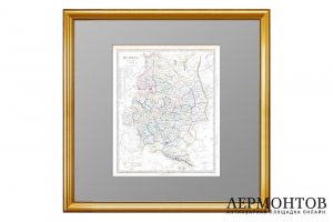 Карта. Европейская Россия с основными трактами и демографической таблицей. 1844г. Бофорт. 