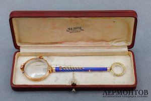 Лорнет. Золото 56 пробы, эмаль. Россия, А. Вякева - Фаберже, 1908-1917.