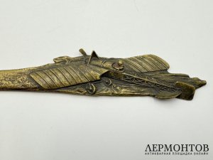 Нож для писем и бумаг самолет. Австрия, нач. 20 века. Бронза, патинирование.