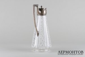 Графин в неоклассическом стиле. Серебро 84 пробы, хрусталь.Мастер С.Х. Россия, начало