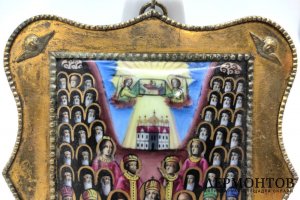Икона Собор святых Киево-Печерских. Медь, финифть. Киево-Печерская лавра, XIX век.
