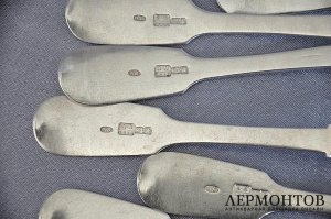 Набор десертных ложек. Серебро 84. Российская империя
