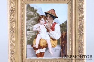Пласт Ребенок с флейтой. Фарфор, живопись. Франция, 1881 г.
