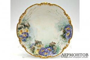 Тарелка Васильки и ромашки. Фарфор, роспись. Франция, Лимож, La Seynie, 1910-е гг.