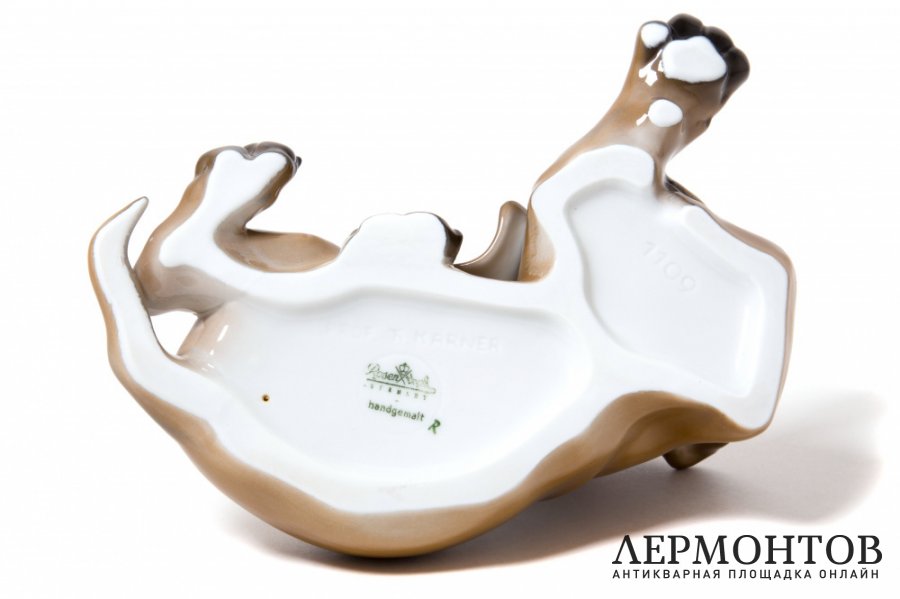 Фарфоровая статуэтка Щенок таксы. Германия, Rosenthal, 1957 год. Фарфор, роспись.