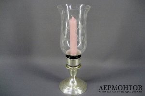 Подсвечник. Стекло, серебро 925. Англия, ХХ век.