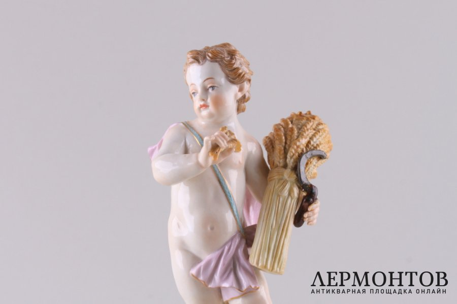 Аллегория осени. Херувим с серпом и снопом. Германия, Мейсенская мануфактура, XIX век