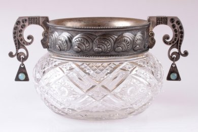 Ваза в стиле модерн. Хрусталь, серебро 84 пробы. Н. Тарабров. Российская империя