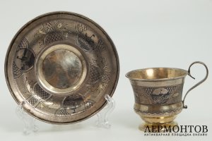 Кофейная пара. Российская Империя, мастер Петр Лоскутов, 1873 год. Серебро 84 пробы.