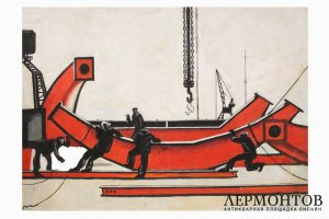 Курзенков Л.С. Порт. Бумага, акварель, 1960-70е гг. В раме.