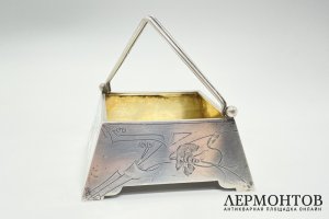 Сахарница, вазочка в стиле Модерн. Постников. Серебро 84. Россия