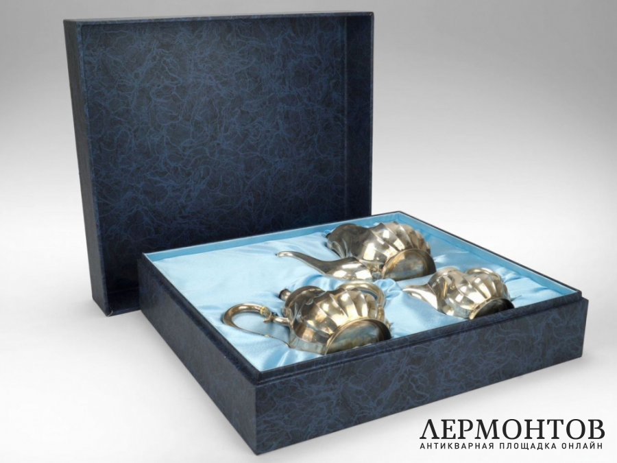 Сервиз в ст. Модерн. Россия, Н. Зверев, 1900-е гг. Серебро 84 пробы.