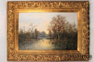 Картина. Осенний пейзаж. A. Villem. Холст, масло. Европа