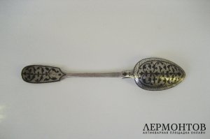 Чайная ложка. Серебро 84 пробы, чернь. Российская империя.