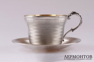 Чайная пара. Игнатий Сазиков. 1862 год. Серебро 84 пробы. Российская империя