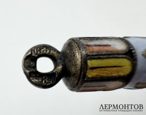 Перьевая ручка. Россия, нач. 20 века. Серебро 84 пр, расписная эмаль.