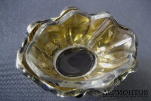 Солонка. Серебро 950 пробы, стекло. Франция. XIX век.
