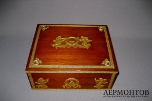 Шкатулка, рамка. Дерево, бронза, муар. Франция, XIX век.
