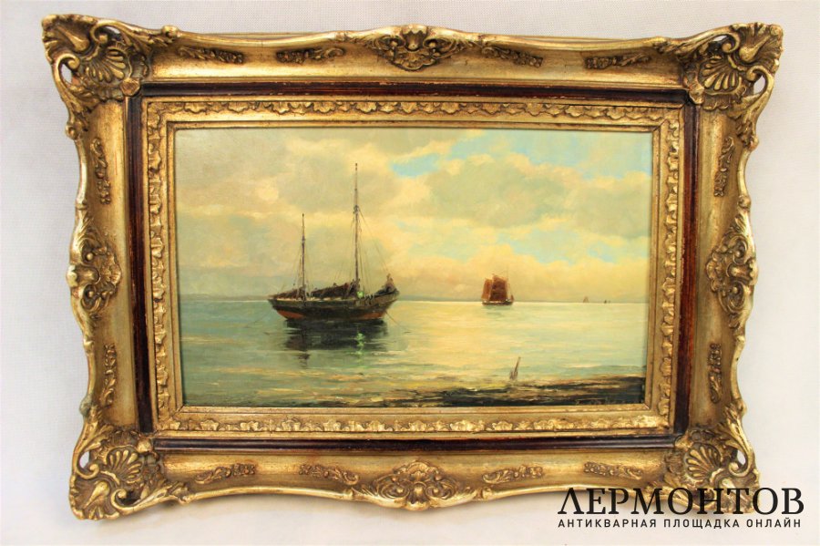 Картина. Морской пейзаж. Fritz Haack. Холст, масло.