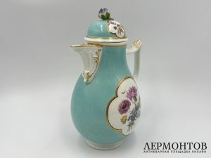 Кофейник с цветочной росписью. Германия, Meissen, 2 пол. 19 века. Фарфор, роспись.