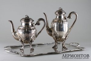 Сервиз чайно-кофейный. Серебро 900 пробы. Австрия, конец 19 века.