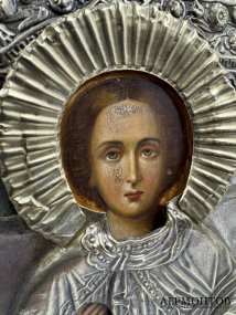 Икона «Святой великомученик Пантелеимон». Дерево, темпера, латунь, Россия, начало 20 века