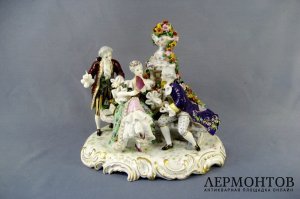 Галантная сцена. Фарфор. Франция, Париж, EDME SAMSON, XIX век.