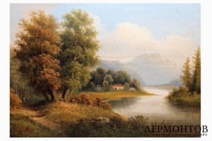 Картина. У подножья Альп. Фердинанд Коска. Холст, масло. Германия