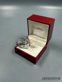 Кольцо с розовым кристаллом. Серебро 925 пробы, Baccarat, Франция