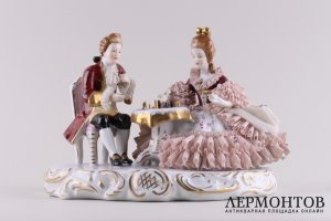 Статуэтка Игра в шахматы. Германия, середина 20 века. Фарфор, роспись.