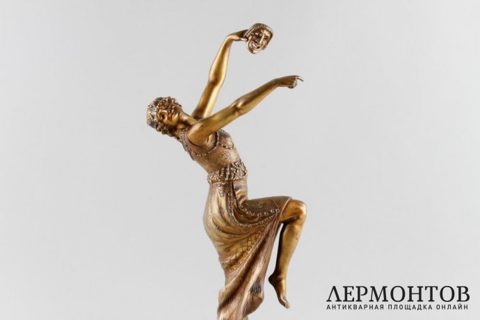 Скульптура Танец с маской. Joe Descomps. Бронза, золочение. Франция, 1920-е гг.