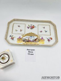 Чернильница в стиле шинуазри. Фарфор, роспись, Венская мануфактура, Австрия, 19 век