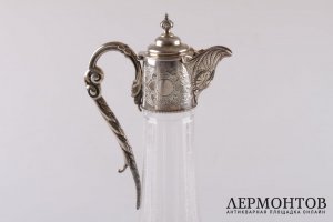 Графин. Серебро 925 пробы, стекло. 1872 год. Англия