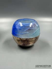 Подсвечник «Photophore Ocean Argent». Хрусталь, металл, Daum, Франция