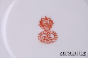 Огромная чайная пара. Довольно одной, пей другую. Фарфор, роспись. Гарднер. XIX век.