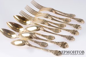 Столовый сервиз на 6 персон Jamet. Серебро 950. Франция