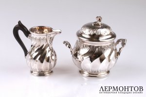 Чайно-кофейный сервиз рококо. Серебро 950. Франция