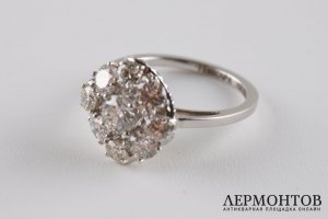 Кольцо малинка в белом золоте с бриллиантами, бренд Темкара. Россия, 2018. Новое.