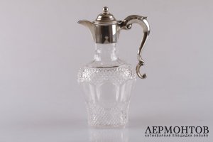 Графин. Серебро 925 пробы, хрусталь. 1901 год. Англия