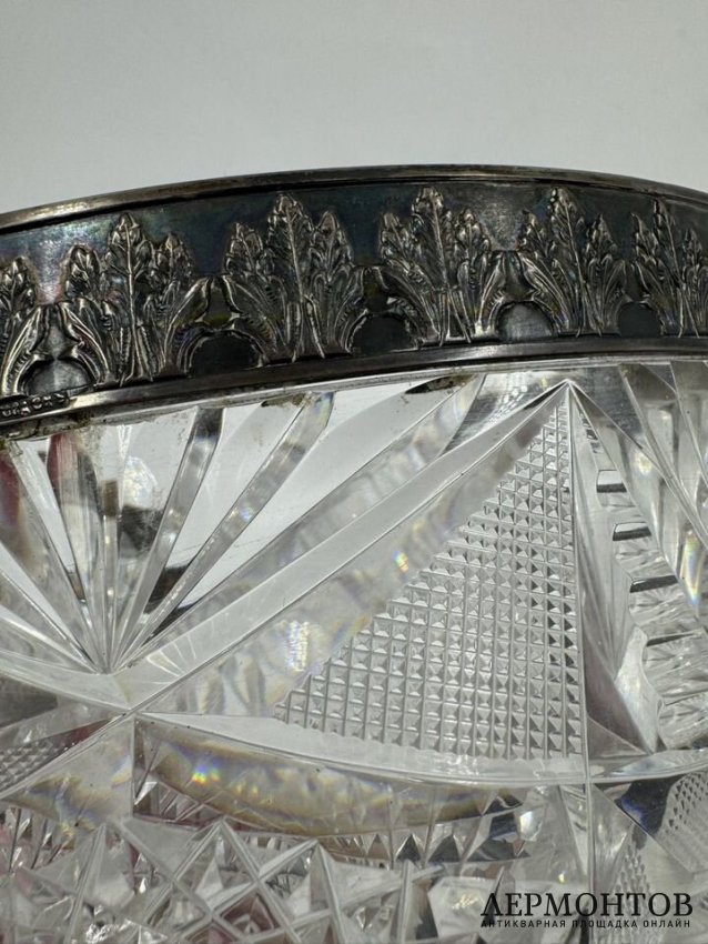Ваза для конфет. Хрусталь, серебро 84 пробы, В. Гордон, Россия, 1908–1917 годы