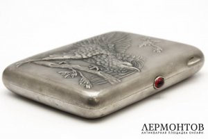 Портсигар Глухарь. Серебро 875 пробы. СССР, Москва, 1953 г.