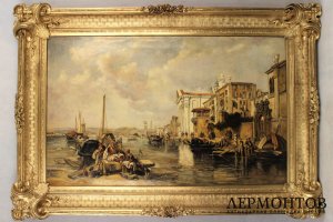 Картина. В порту. Карл Кауфман. Холст, масло. Австрия