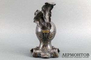 Чернильница в виде головы рыцаря. Серебрение. Российская империя, Плевкевич, 1900е гг