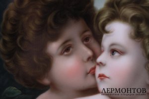 Пласт Путти. Фарфор, живопись. Франция, 19 век.  Худ. F.Beetz